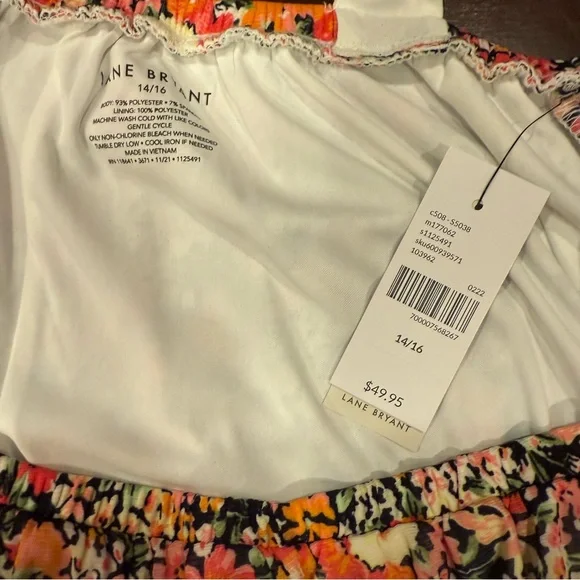 NWT Lane Bryant Pink and Orange Floral Blouse Cold Shoulder sz14/16 - Picture 4 of 7